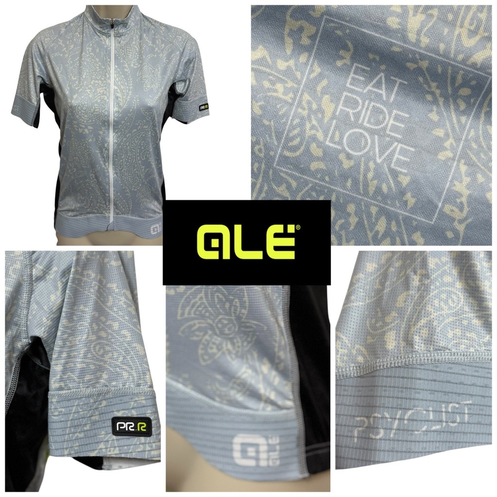 Ale PRR Womens Full Zip Short Sleeve Performance Blue  Cycling Jersey New Small